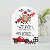 Invitation Deux Rapides 2e Anniversaire Enfants Cute Red Raci (Debout devant)