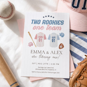 Invitation Deux recrues une équipe Baseball Anniversaire des