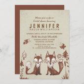 Invitation Deux renards Fête des mariées forestière (Devant / Derrière)