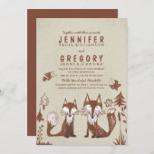 Invitation Deux renards Mariage de bois (Devant / Derrière)