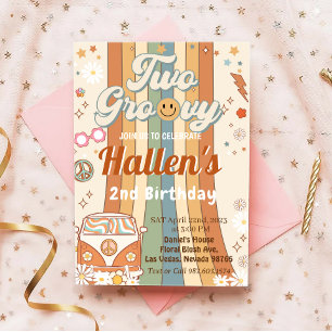 Invitation Deux Retro Super Boho Daisy Rainbow 2e anniversair