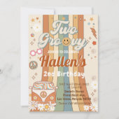 Invitation Deux Retro Super Boho Daisy Rainbow 2e anniversair (Devant)