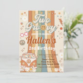 Invitation Deux Retro Super Boho Daisy Rainbow 2e anniversair (Debout devant)