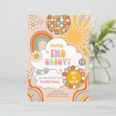 Invitation Deux Retro Super les années 70 Rainbow Girl 2e ann (Debout devant)