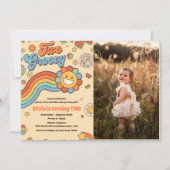 Invitation Deux Retro Super Rainbow 2e fête d'anniversaire Ph (Devant)