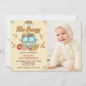 Invitation Deux Retro Super Rainbow 2e fête d'anniversaire Ph (Devant)