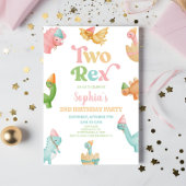 Invitation Deux Rex Dinosaur 2ème fête d'anniversaire