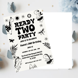 Invitation Deux Rex Ready Deux Fêtes, Garçon Deuxième Fête An