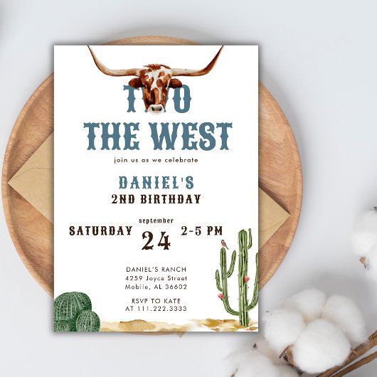 Invitation Deux Rodeo Occidental de l'Ouest Cowboy 2e Anniver