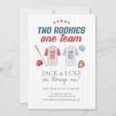 Invitation Deux Rookies Un Team Baseball Twin Brother (Devant)