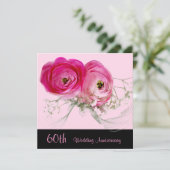 Invitation Deux roses roses 60e anniversaire de Mariage (Debout devant)