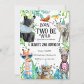 Invitation Deux Safari sauvage 2e anniversaire (Devant)