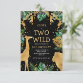 Invitation Deux Safari sauvage 2e anniversaire Black Green Go (Debout devant)