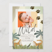 Invitation Deux Safari Wild Tiger Jungle 2e anniversaire Phot (Devant)
