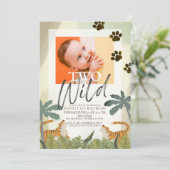 Invitation Deux Safari Wild Tiger Jungle 2e anniversaire Phot (Debout devant)