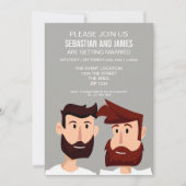 Invitation Deux Salles Avec Des Oreilles Cartoon Gay Mariage  (Devant)