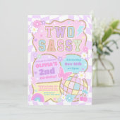Invitation Deux Sassy Groovy 2ème Anniversaire Preppy Varsity (Debout devant)