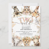 Invitation DEUX SAUVAGES | Safari Jungle Animaux 2ème anniver (Devant)