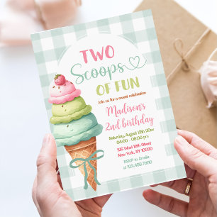 Invitation Deux Scoops De Fun Ice Cream Bow 2e Anniversaire