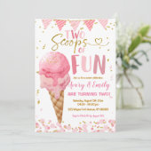Invitation Deux Scoops De Glace Rose Fun Fête Anniversaire (Debout devant)