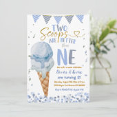 Invitation Deux Scoops Glace Cream Twin Boys été Anniversaire (Debout devant)