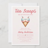 Invitation Deux Scoops Ice Cream Twins Baby shower (Devant)