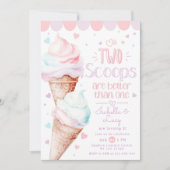 Invitation Deux scoops jumeaux glaces fête d'anniversaire (Devant)