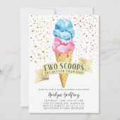 Invitation Deux Scoops Twin Boy et Girl Baby shower (Devant)