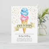 Invitation Deux Scoops Twin Boy et Girl Baby shower (Debout devant)