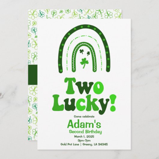 Invitation Deux Shamrocks chanceux (Devant / Derrière)