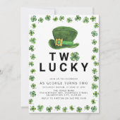 Invitation Deux Shamrocks chanceux fête d'anniversaire (Devant)