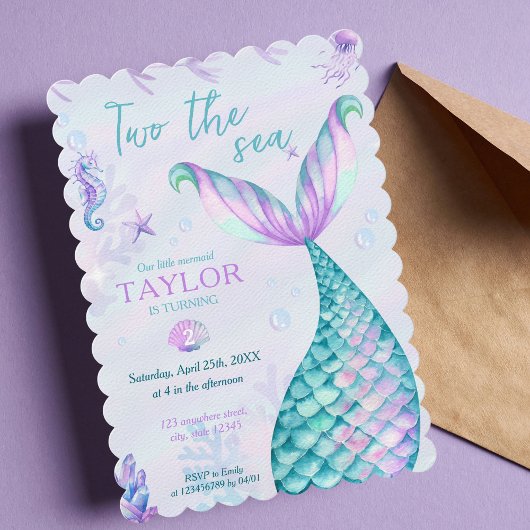 Invitation Deux sirène de mer 2e anniversaire
