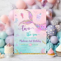 Deux sirènes de mer rose pourpre 2e anniversaire