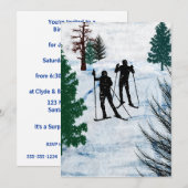 Invitation Deux skieurs de pays croisé (Devant / Derrière)