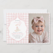 Invitation Deux sodomie fille d'oie rose bow 2e anniversaire  (Devant)