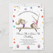 Invitation Deux soeurs jumelles Gymnastique Anniversaire (Devant)