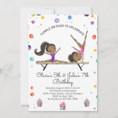 Invitation Deux soeurs jumelles Gymnastique Anniversaire (Devant)