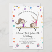 Invitation Deux soeurs jumelles Gymnastique Anniversaire (Devant)