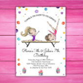 Invitation Deux soeurs jumelles Gymnastique Anniversaire