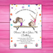 Invitation Deux soeurs jumelles Gymnastique Anniversaire