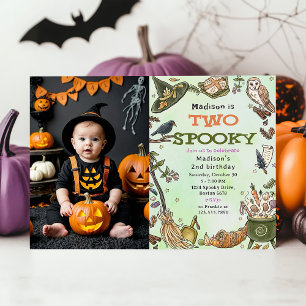 Invitation Deux sorcières Éffrayantes Halloween 2e anniversai