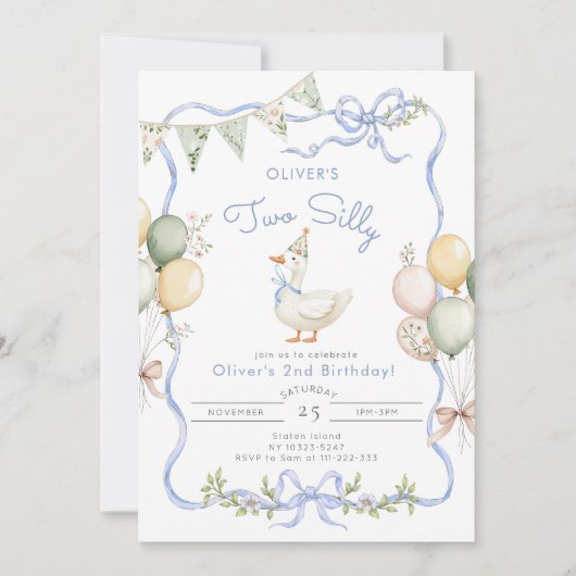Invitation Deux sots Goose Boy 2e anniversaire (Devant)
