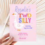 Invitation Deux sots Goose Summer Kids 2e anniversaire<br><div class="desc">Fêtez le grand jour de votre petit avec cette adorable et fantastique invitation au 2e anniversaire ! Doté d'une oie bête et d'une typographie amusante et colorée, ce design sucré est parfait pour fêter le premier anniversaire d'une fille. Le dos de la carte est terminé avec un motif rose coordonnant...</div>
