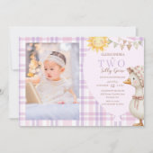 Invitation Deux sottes Goose Girl 2e fête d'anniversaire Phot (Devant)