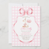 Invitation Deux sottes oie rose Bow Girl 2e anniversaire (Devant)