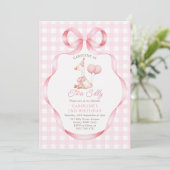 Invitation Deux sottes oie rose Bow Girl 2e anniversaire (Debout devant)