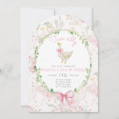 Invitation Deux sottises oie Blush Bow Girl 2e anniversaire (Devant)