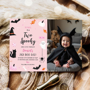Invitation Deux Spook Halloween Photo d'anniversaire