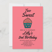 Invitation Deux sucré 2e anniversaire thème Pink mignonne Cup (Devant)