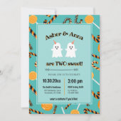 Invitation Deux sucré Halloween Candy Ghost Twin 2e anniversa (Devant)